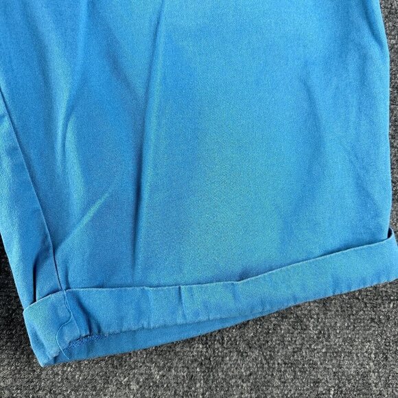 Linea Uomo Shorts Mens 34 Blue Cotton Bermuda Flat Front Pockets Cuffed - Picture 3 of 6